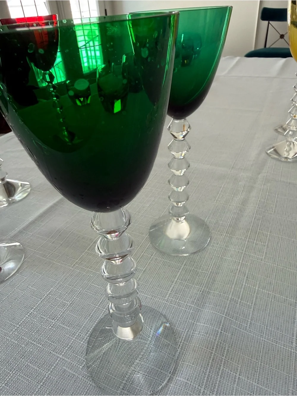 AUTHENTIC BACCARAT VEGA EMERALD GREEN WINE GLASSES – SET OF  2